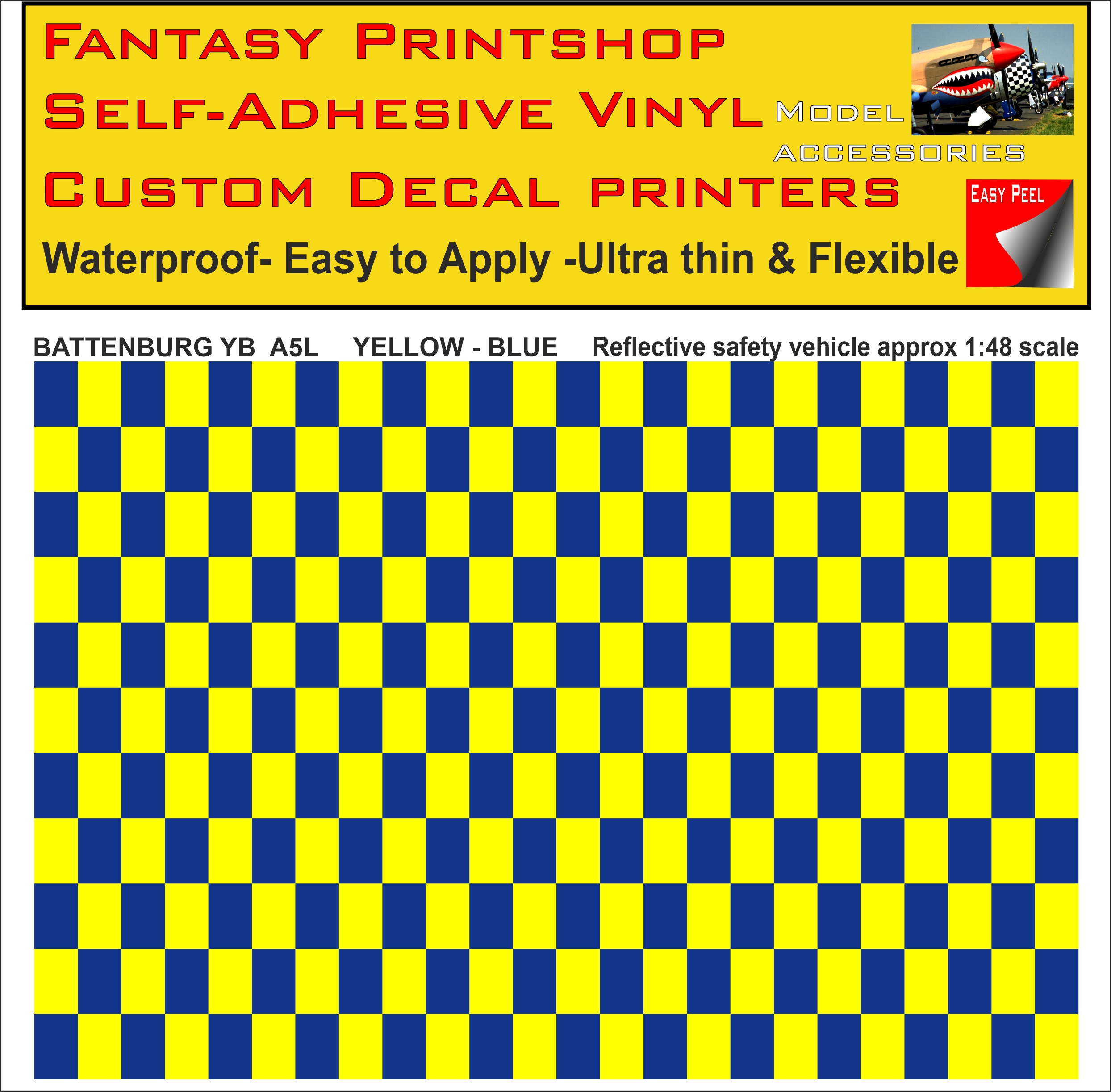 Battenburg YELLOW - BLUE A5 LANDSCAPE 1/48 SCALE Battenburg YELLOW - BLUE A5 LANDSCAPE 1/48 SCALE