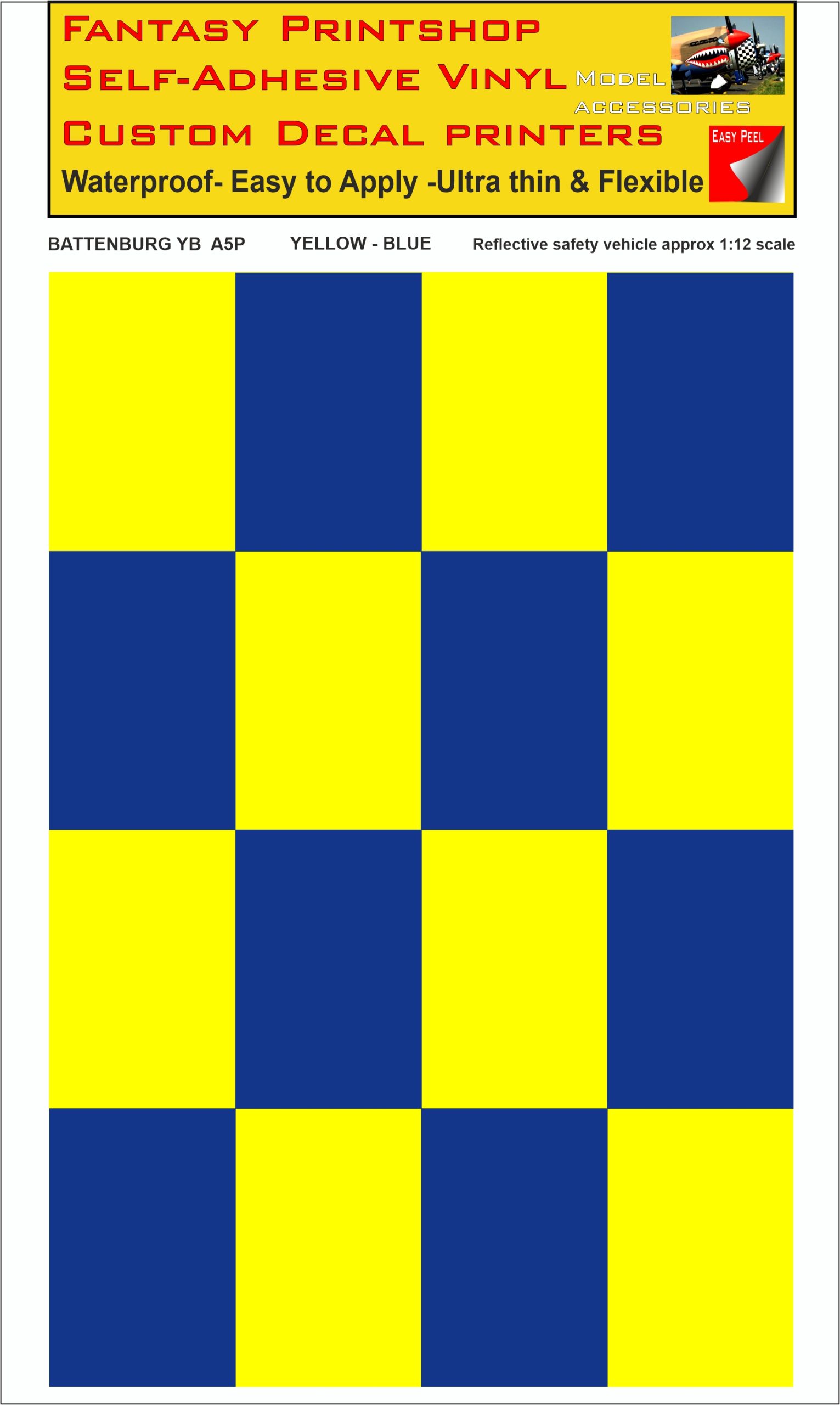 Battenburg YELLOW - BLUE A5 PORTRAIT 1-12 SCALE