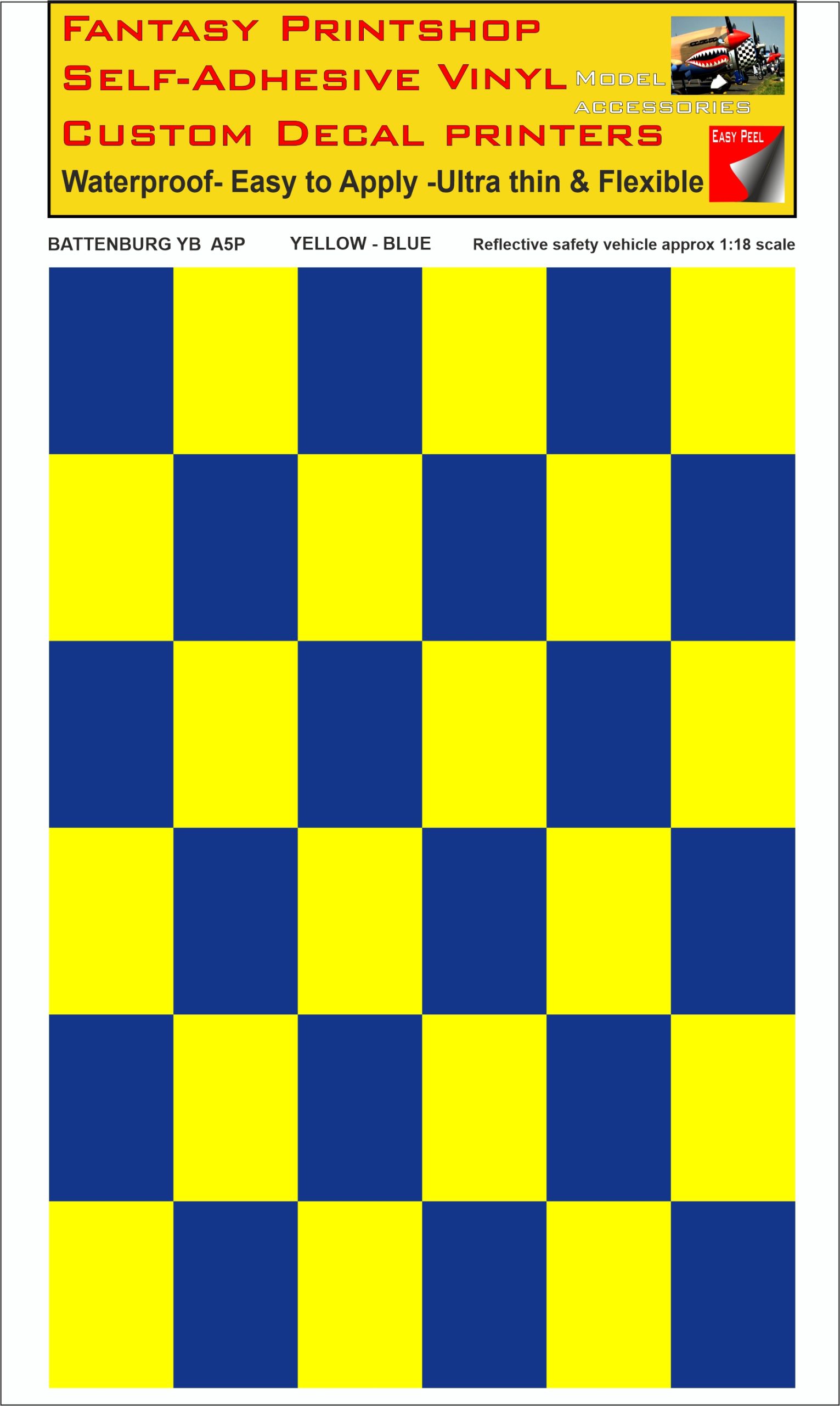 Battenburg YELLOW - BLUE A5 PORTRAIT 1-18 SCALE