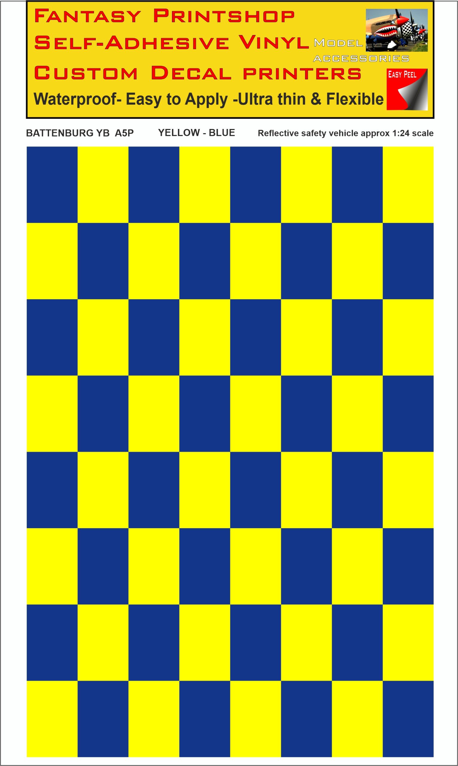 Battenburg YELLOW - BLUE A5 PORTRAIT 1/24 SCALE