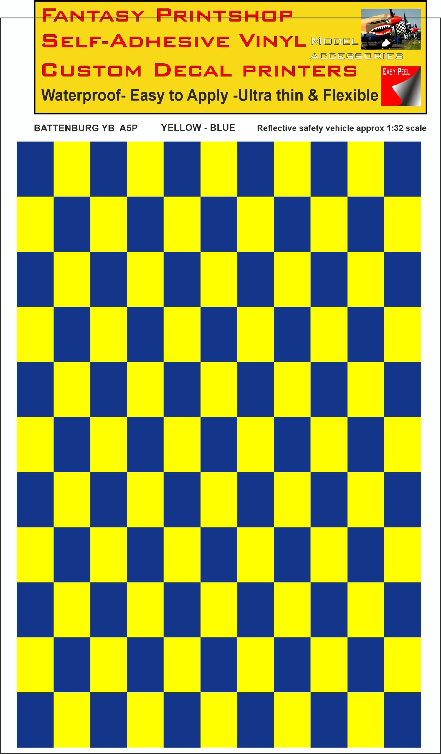 Battenburg YELLOW - BLUE A5 PORTRAIT 1/32 SCALE