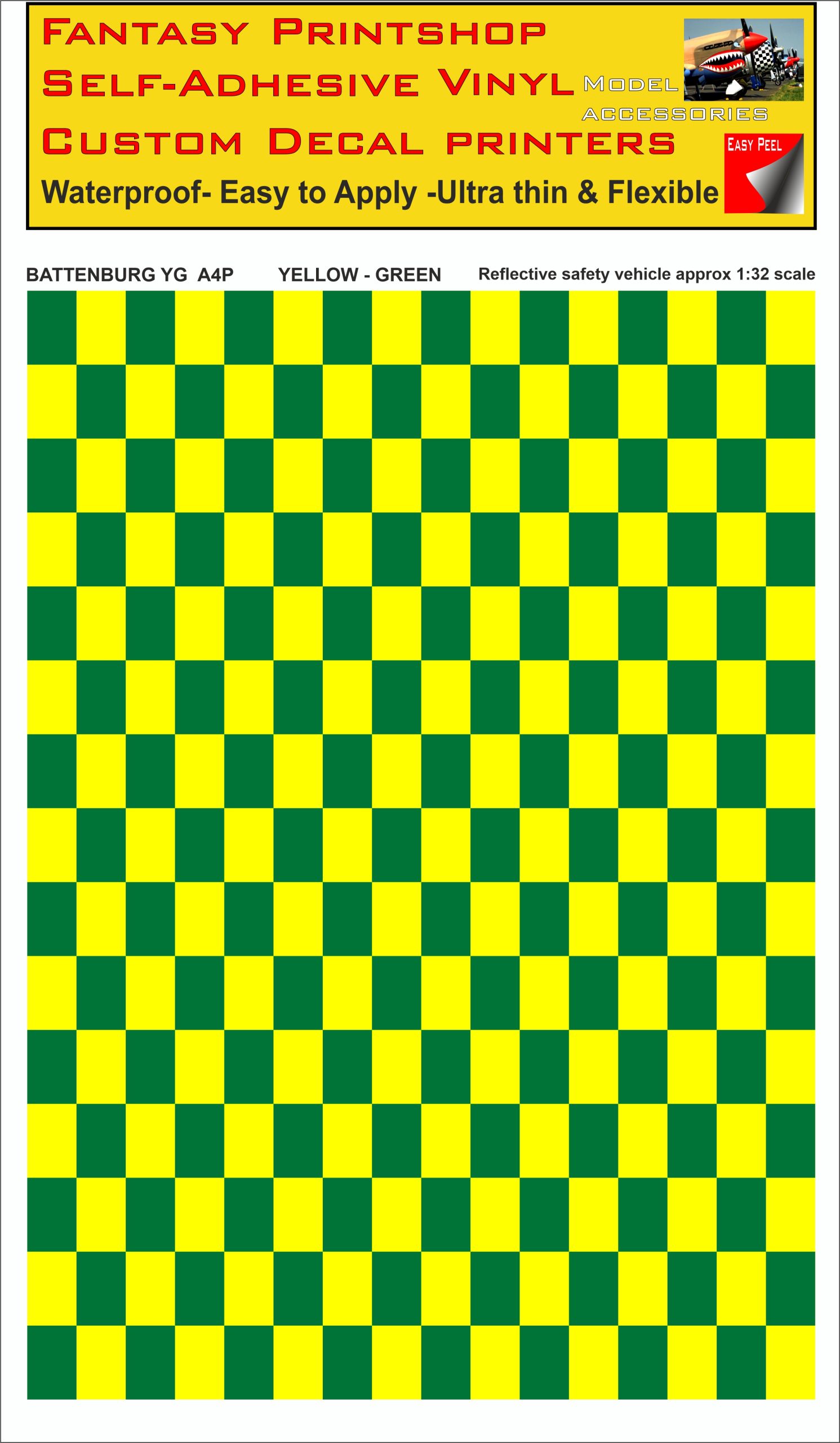 Battenburg YELLOW - GREEN A4 PORTRAIT 1/32 SCALE