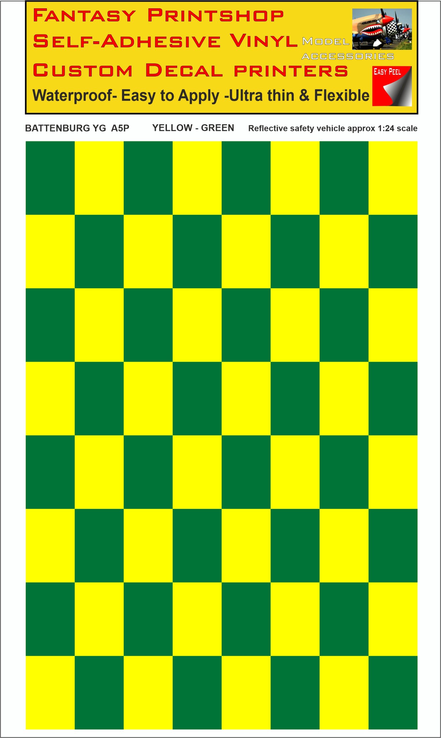 Battenburg YELLOW - GREEN A5 PORTRAIT 1/24 SCALE