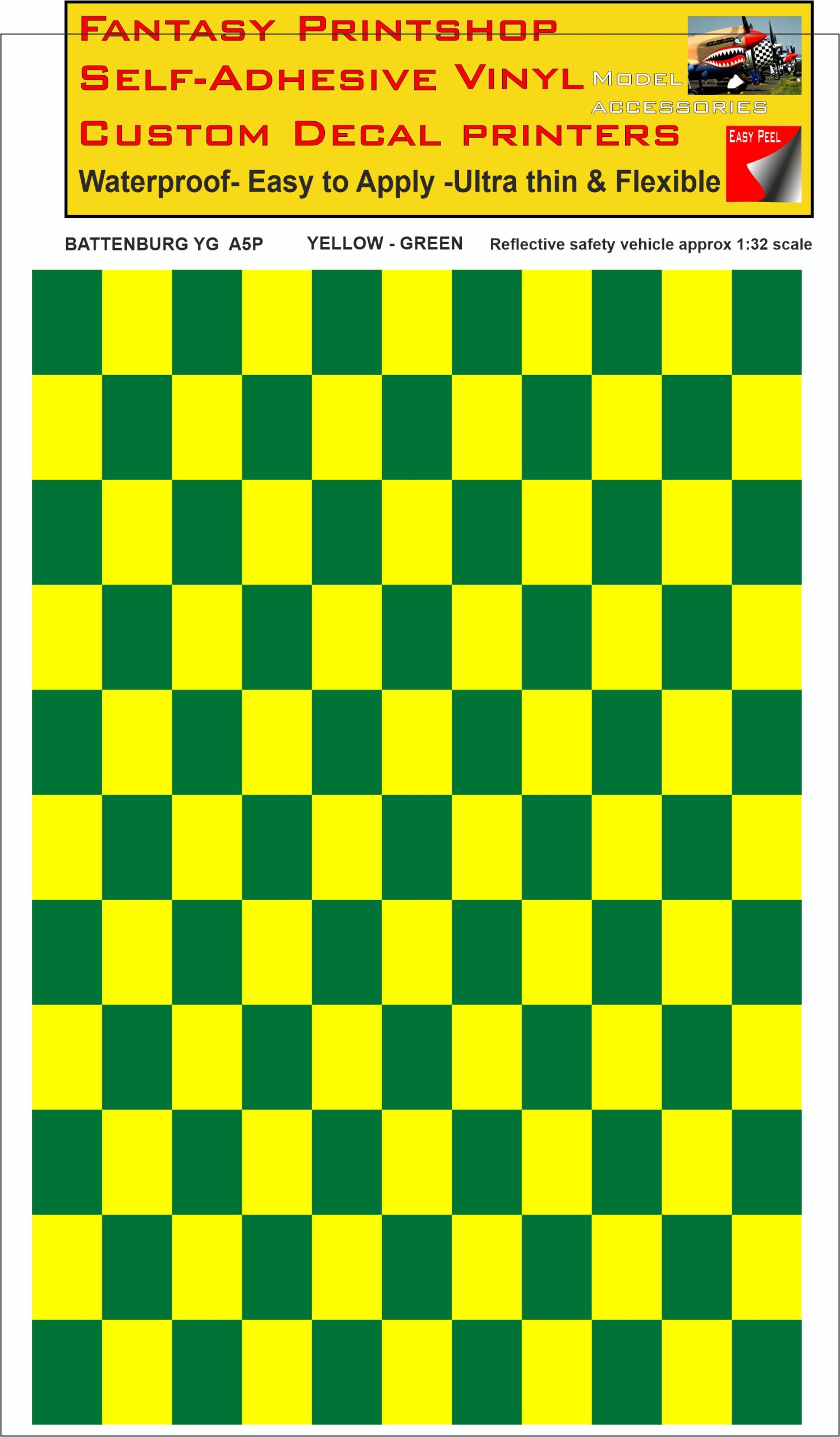 Battenburg YELLOW - GREEN A5 PORTRAIT 1/32 SCALE