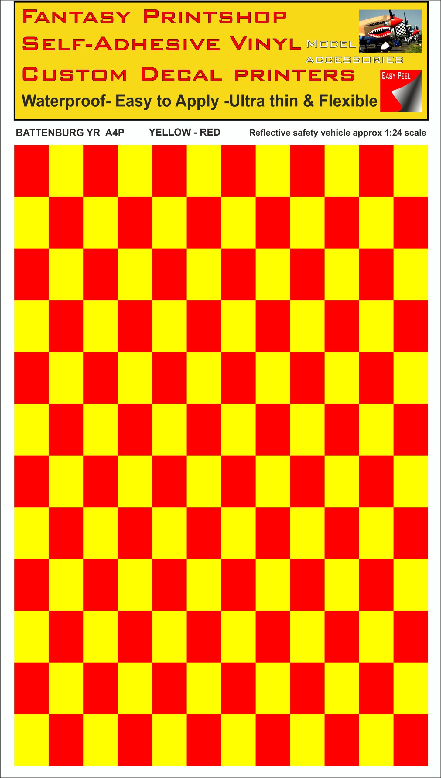 Battenburg YELLOW - RED A4 PORTRAIT 1/24 SCALE