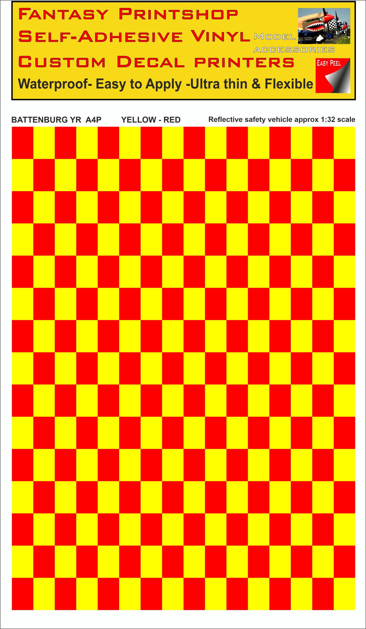 Battenburg YELLOW - RED A4 PORTRAIT 1/32 SCALE