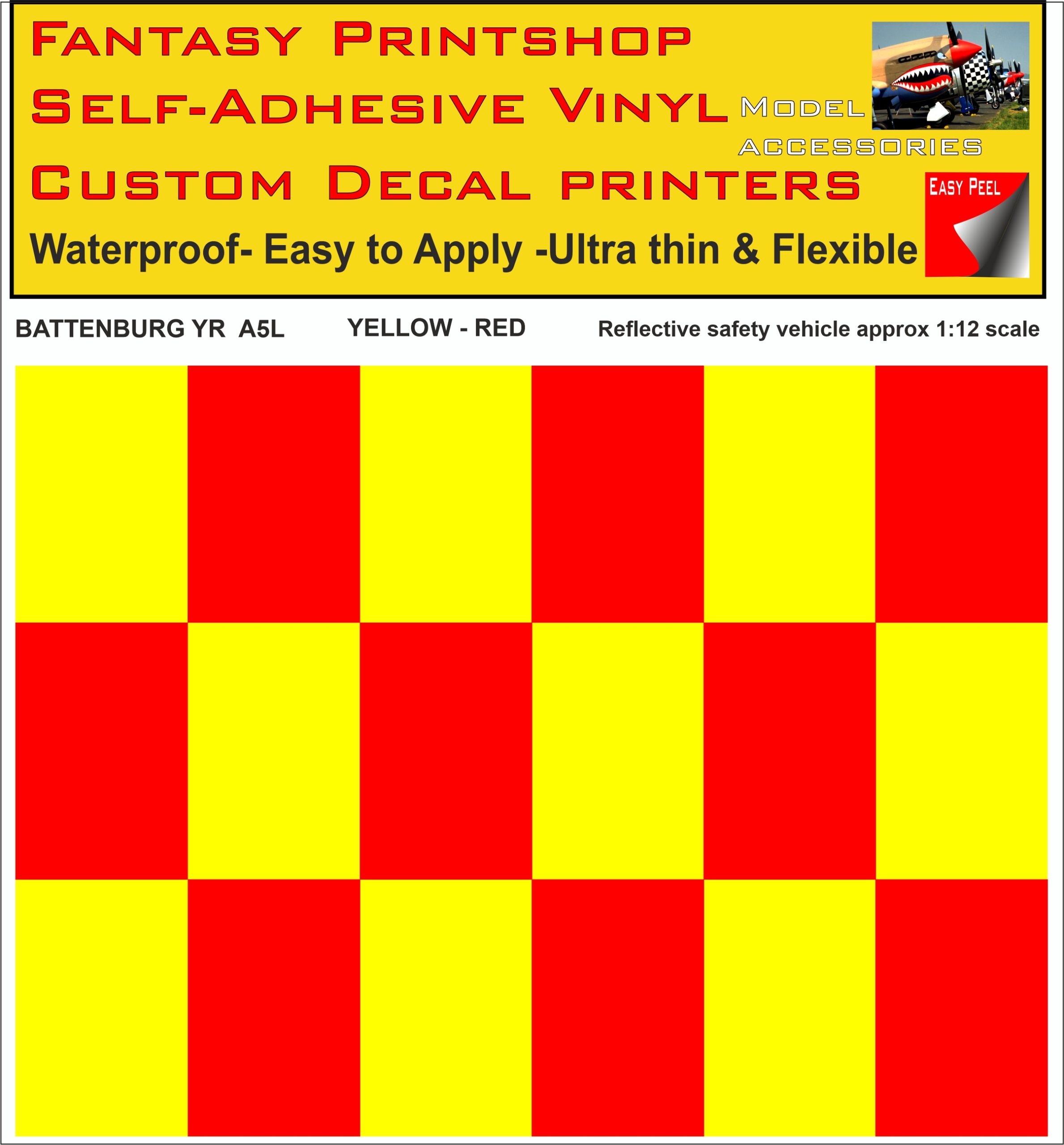 Battenburg YELLOW - RED A5 LANDSCAPE 1-12 SCALE