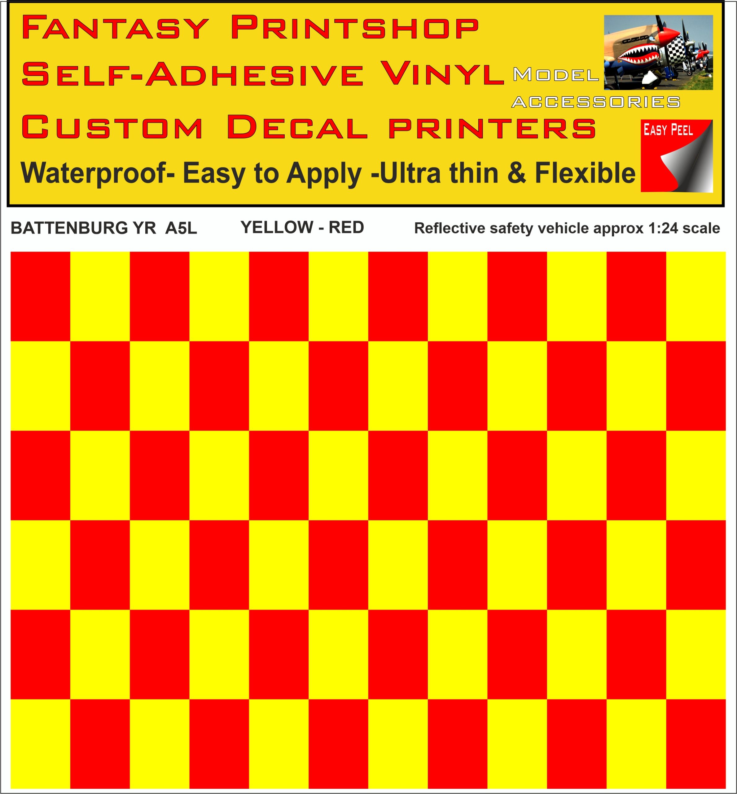Battenburg YELLOW - RED A5 LANDSCAPE 1/24 SCALE