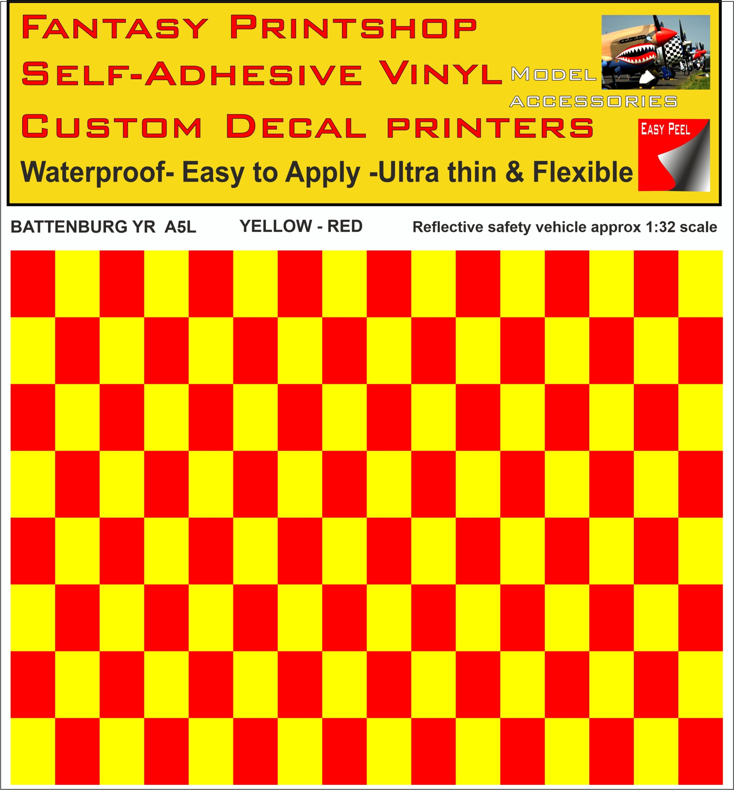 Battenburg YELLOW - RED A5 LANDSCAPE 1/32 SCALE