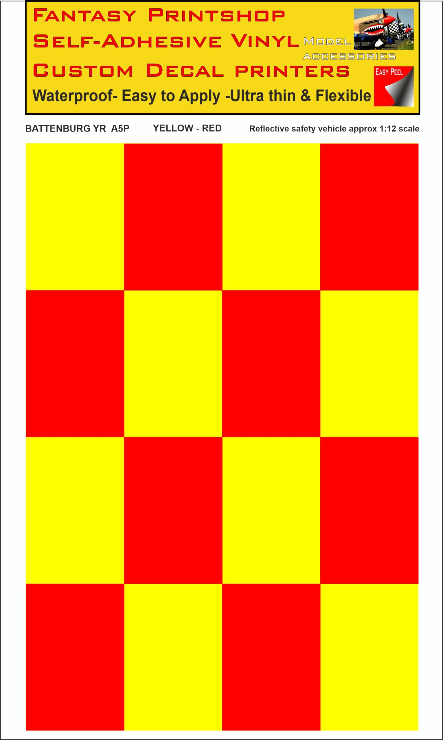 Battenburg YELLOW - RED A5 PORTRAIT 1-12 SCALE