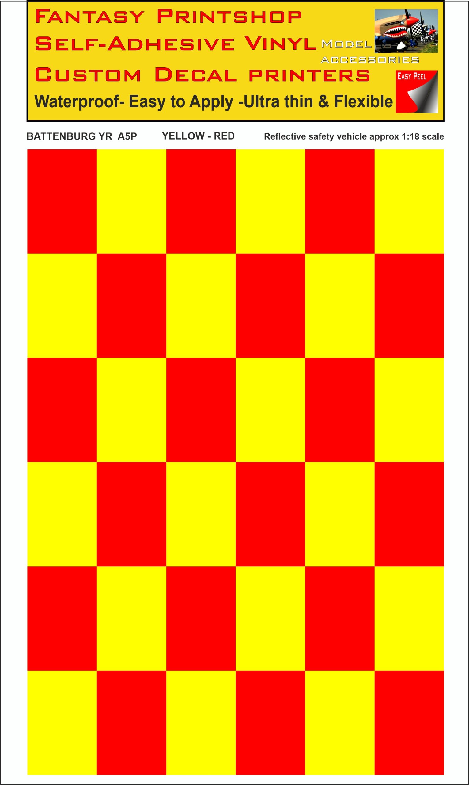 Battenburg YELLOW - RED A5 PORTRAIT 1-18 SCALE
