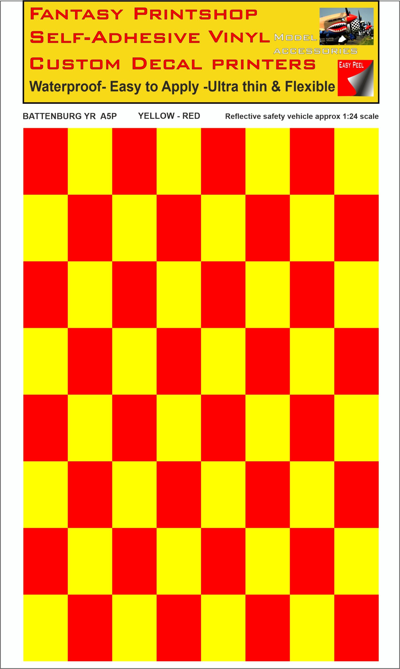 Battenburg YELLOW - RED A5 PORTRAIT 1/24 SCALE