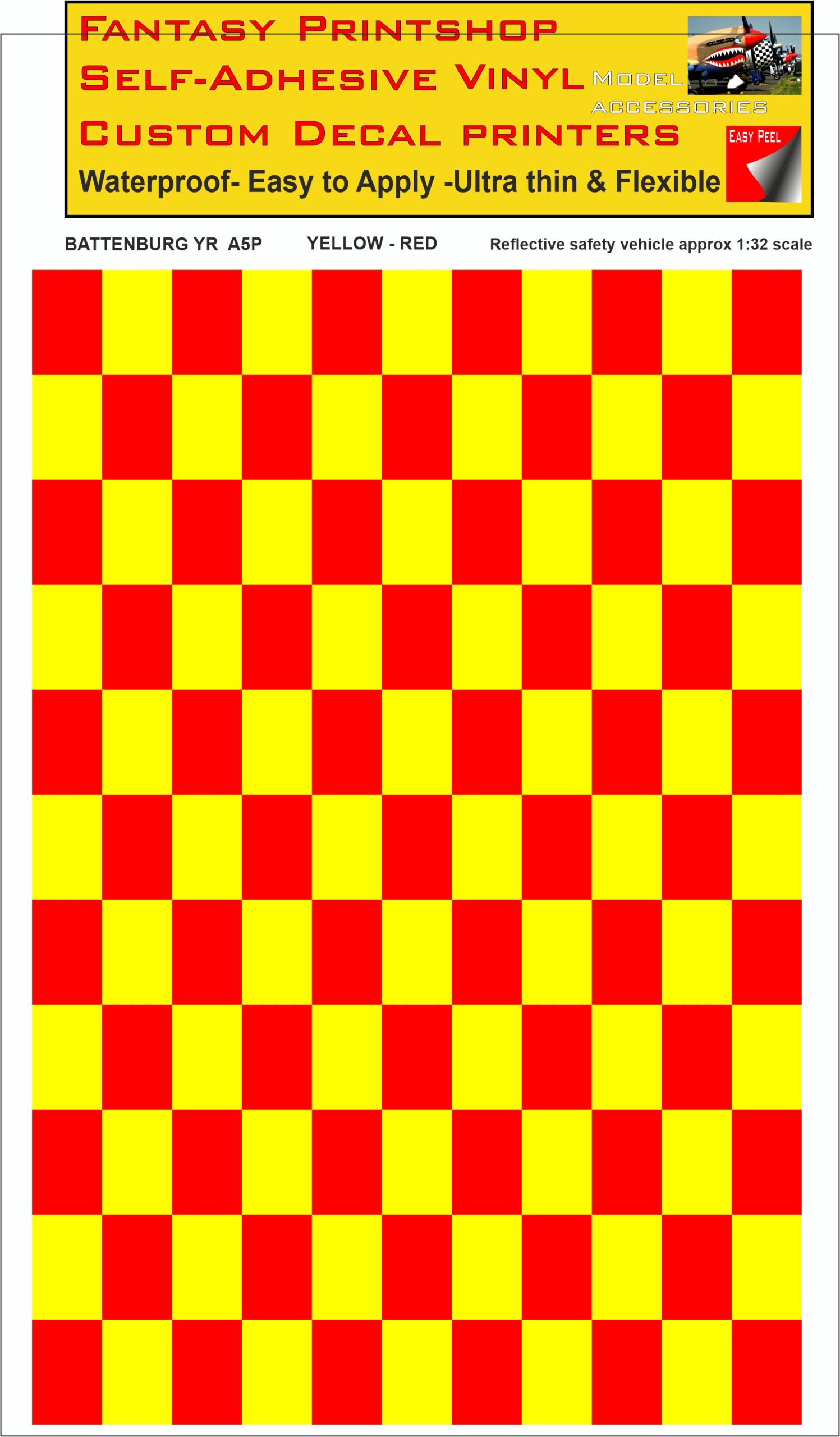 Battenburg YELLOW - RED A5 PORTRAIT 1/32 SCALE
