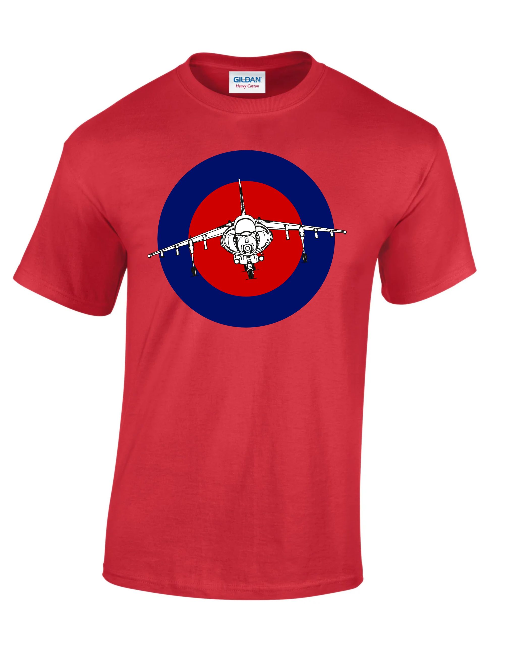 Gildan red RAF roundel with Harrier GR7