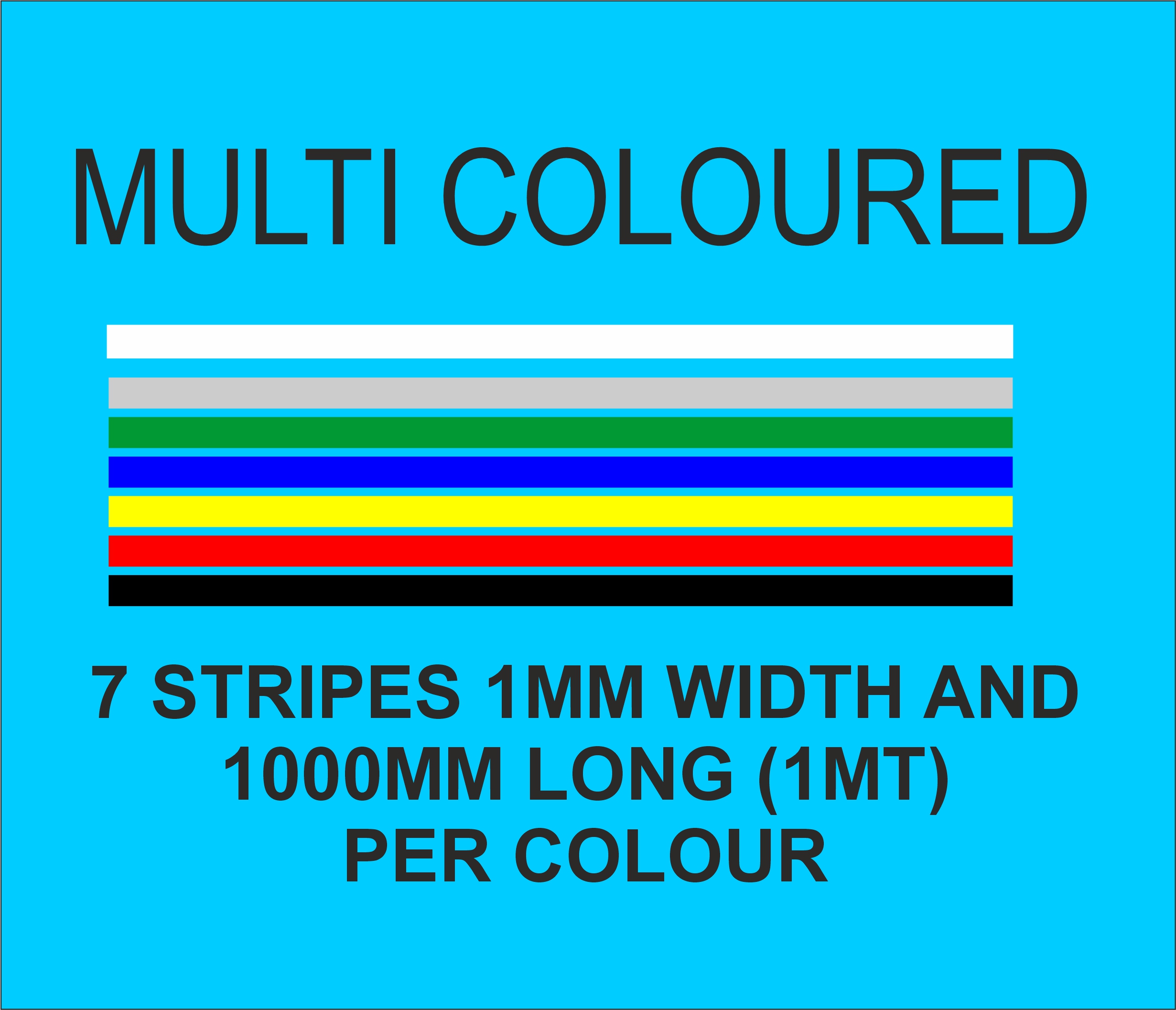 1mm x 1mt stripes multi coloured matt vinyl stripes