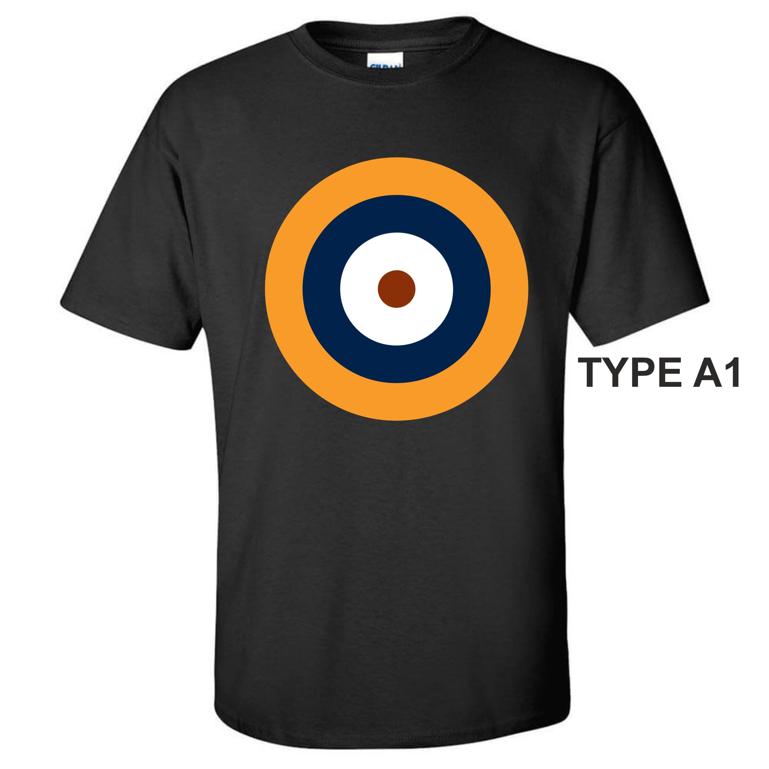Gildan Black T-shirt with print of RAF roundel A1