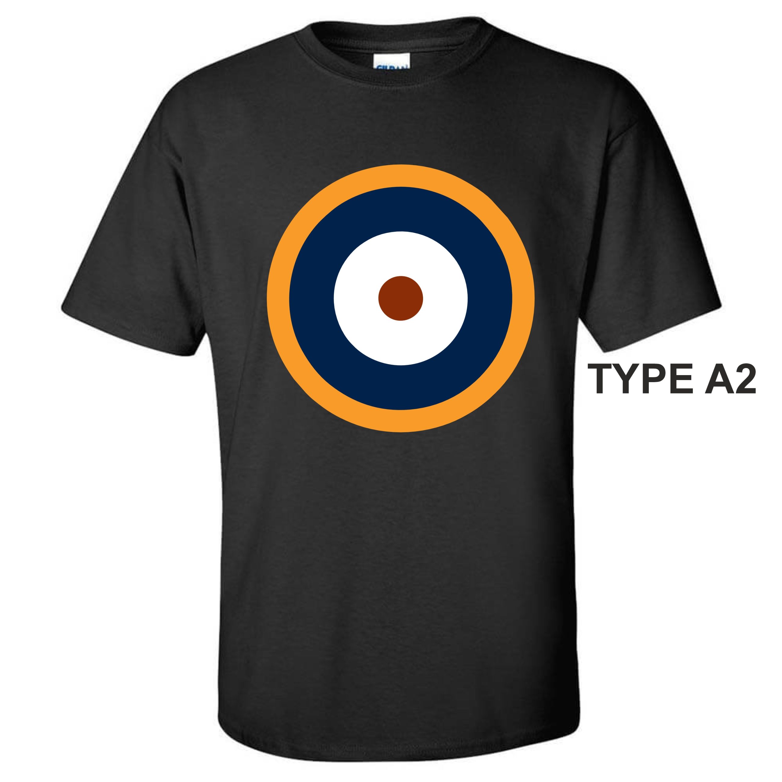 Gildan Black T-shirt with print of RAF roundel A2