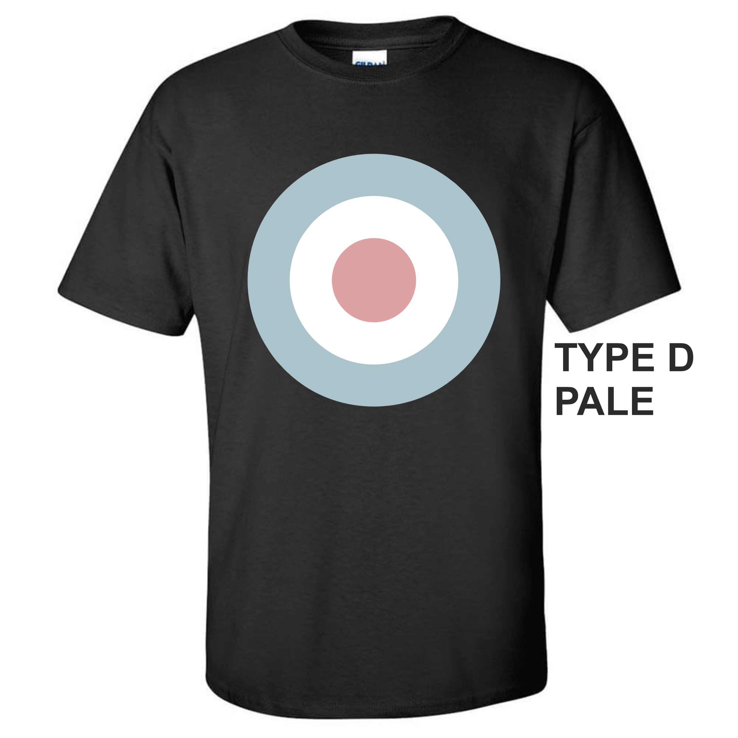 Gildan Black T-shirt with print of RAF roundel D PALE