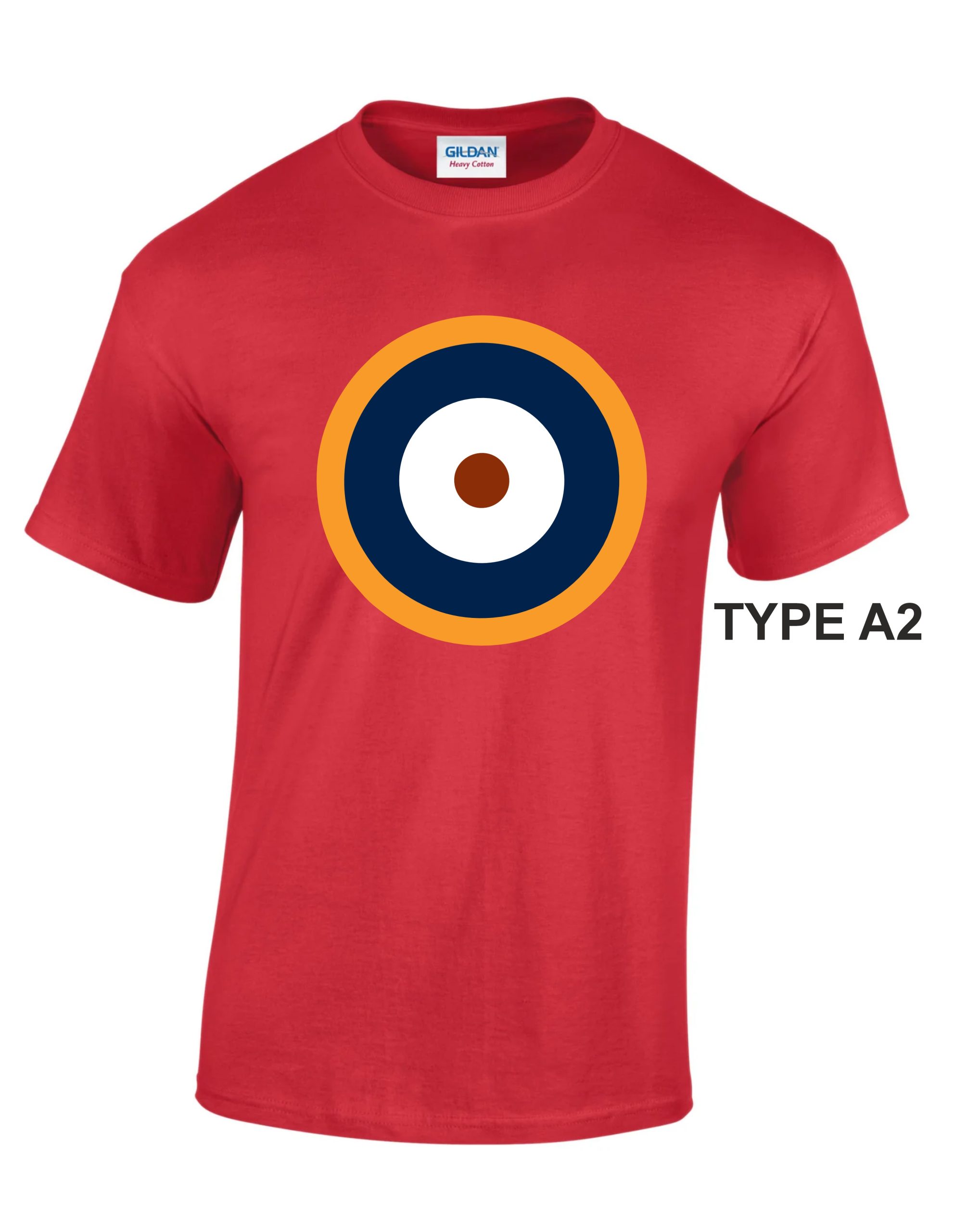 Gildan RED T-shirt with print of RAF roundel A2