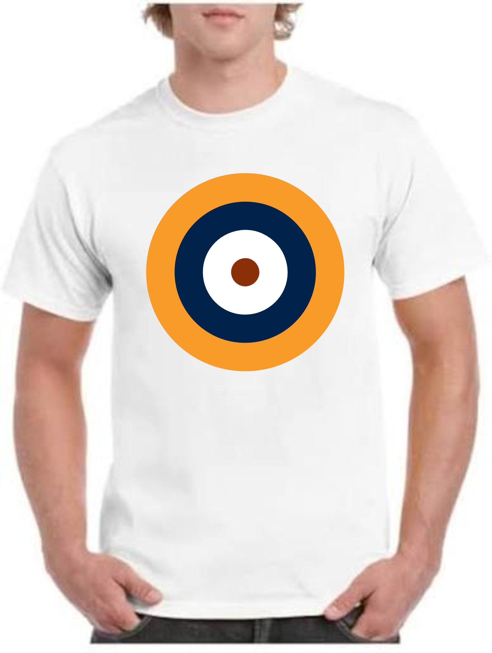Gildan WHITE T-shirt with print of RAF roundel A1