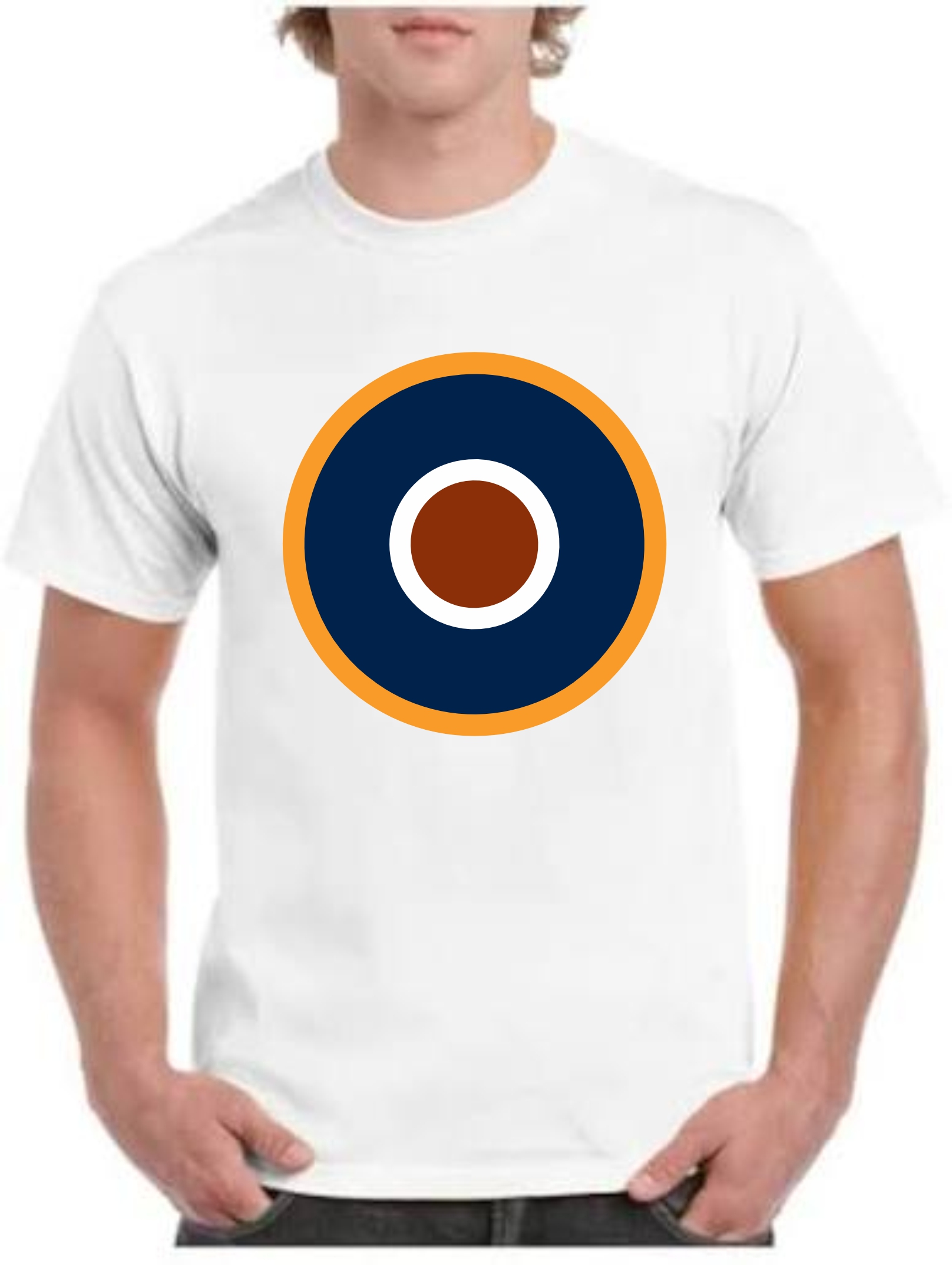 Gildan WHITE T-shirt with print of RAF roundel C1
