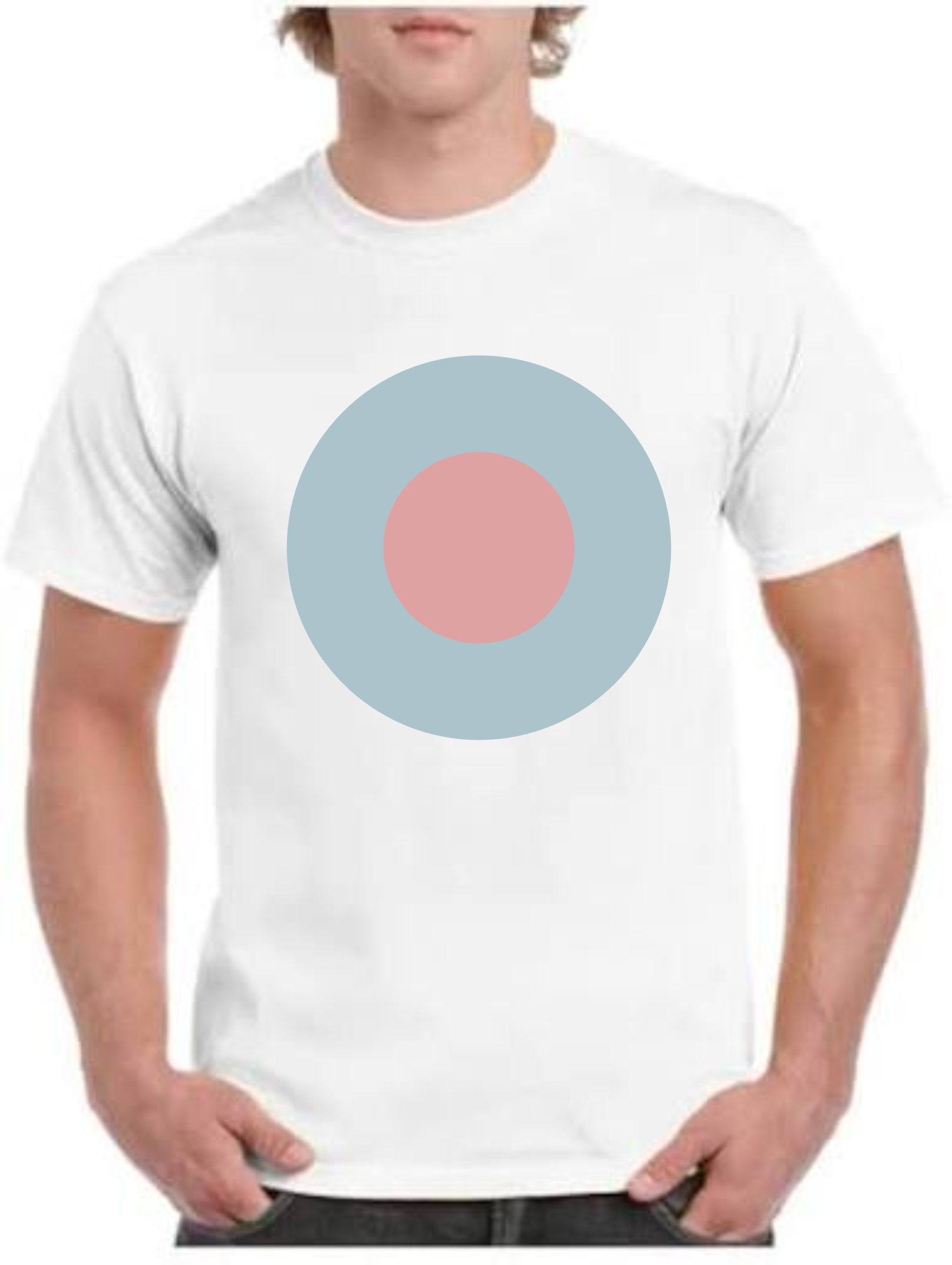 Gildan WHITE T-shirt with print of RAF roundel D PALE